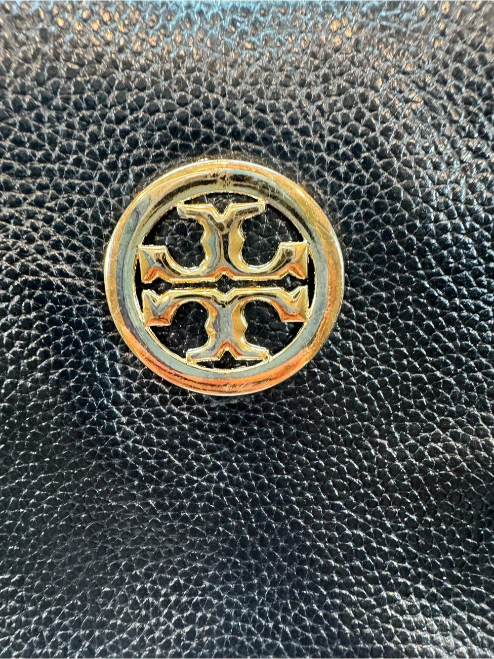 Tory Burch Carson Black Leather Crossbody Clutch Shoulder Bag Designer Purse